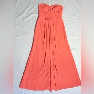 David's Bridal Women’s Coral Chiffon Strapless Dress Pleated Bodice F15555 Sz:4